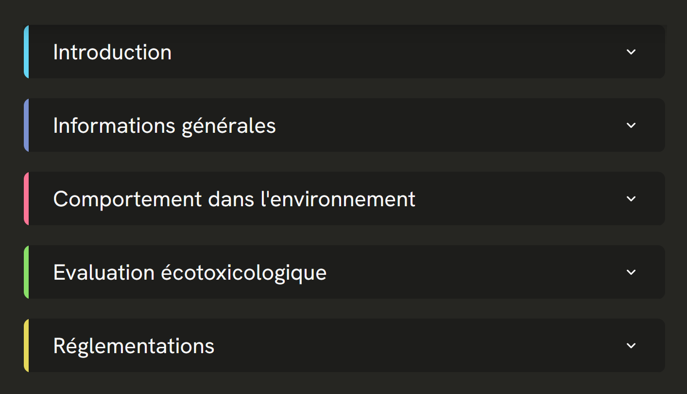 Capture d'écran de la page des détails d'une molécule (version sombre)