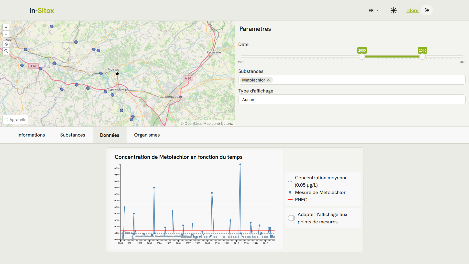 Capture d'écran de la page de diagnostic territorial